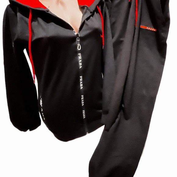 NEW PRADA ZIP HOODIE SWEATSHIRT JACKET & PANTS TRACK SET 2PC SET - Picture 7 of 8